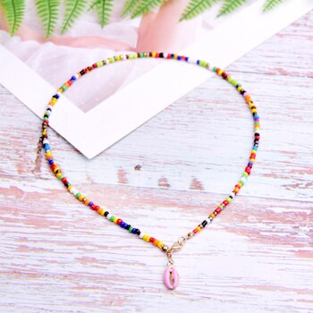 MOON GIRL Double Layers Seedbead Choker for Women Boho Statement Shell Collier Femme Bohemian Collares: 1