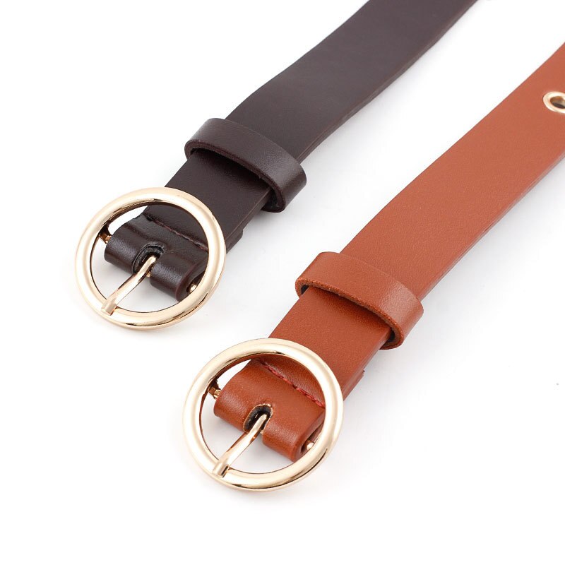 Goldene Kreis Stift schnalle Öse Nieten Gürtel frauen Neue PU Leder Jeans gürtel lässig p106