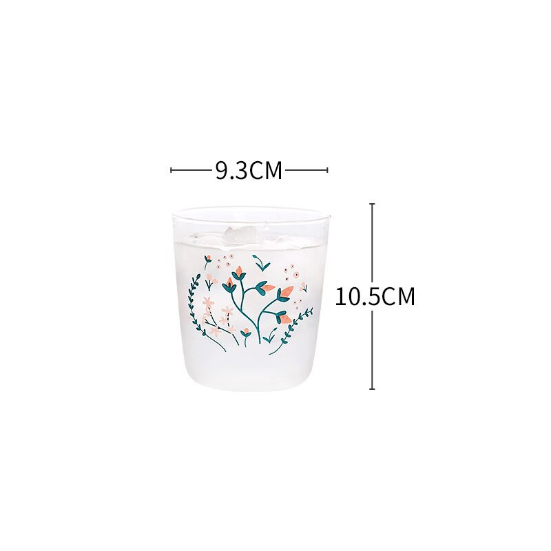 2Pcs Ins Nordic Vintage Transparante Koffie Glazen Beker Hittebestendig Melk Sap Thee Cups Print Thuis Bruiloft Bril: B