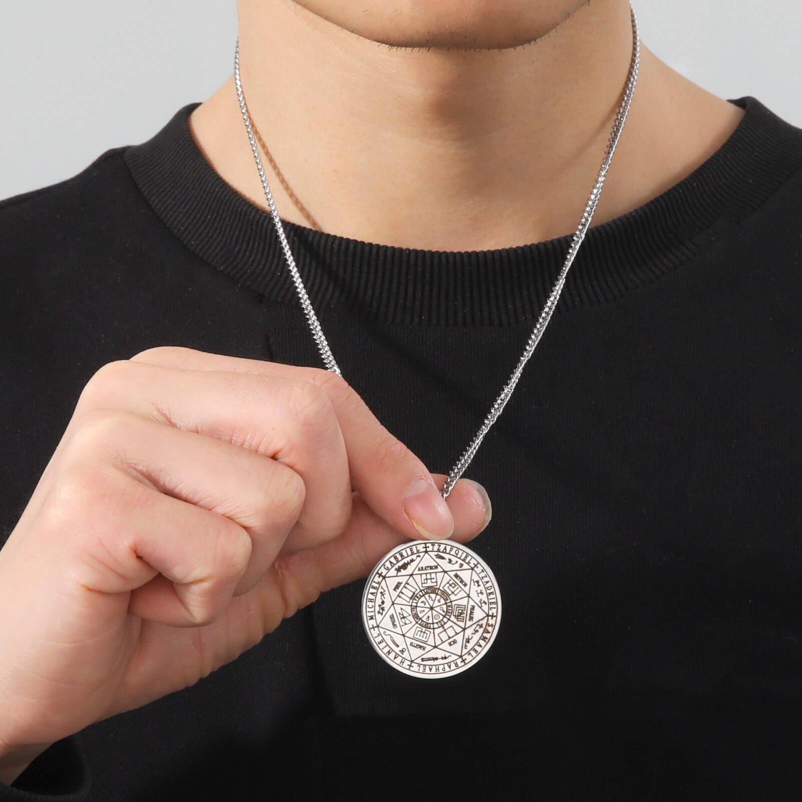 Wicca 7 Archanges Sceau Charme Colliers Hommes Femmes Witchcra Pentagramme Pendentif Surnaturel Amulette Magique Protection Talisman
