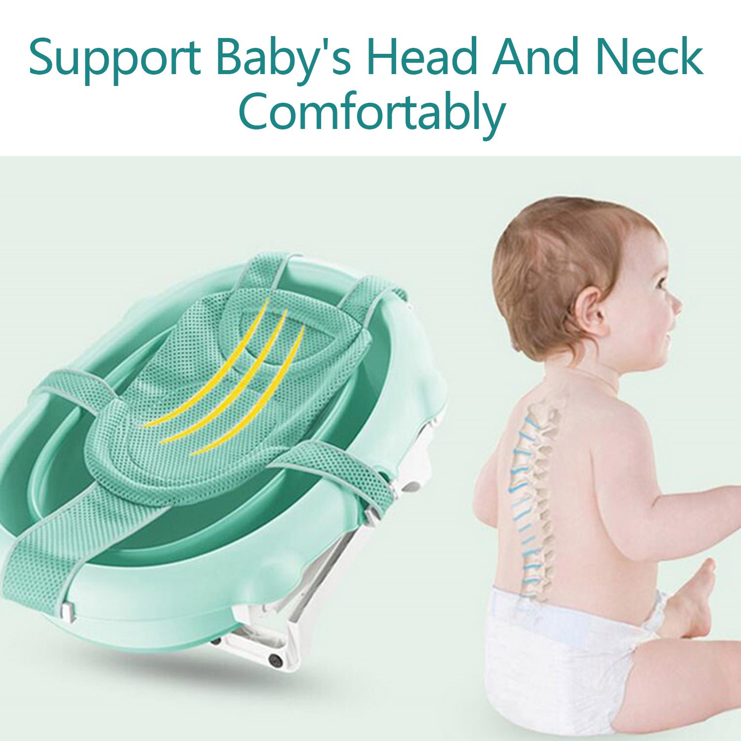 Baby badekarnet 5- spænde justerbar skridsikker badekar støtte sæde hængekøje i 0-18 måneder nyfødte baby småbørn
