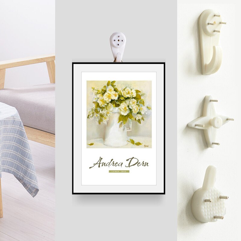 10pcs Seamless Nail White Plastic Invisible Wall Mount Photo Picture Frame Nail Hook Hanger Hard Picture Frame Wall Hooks