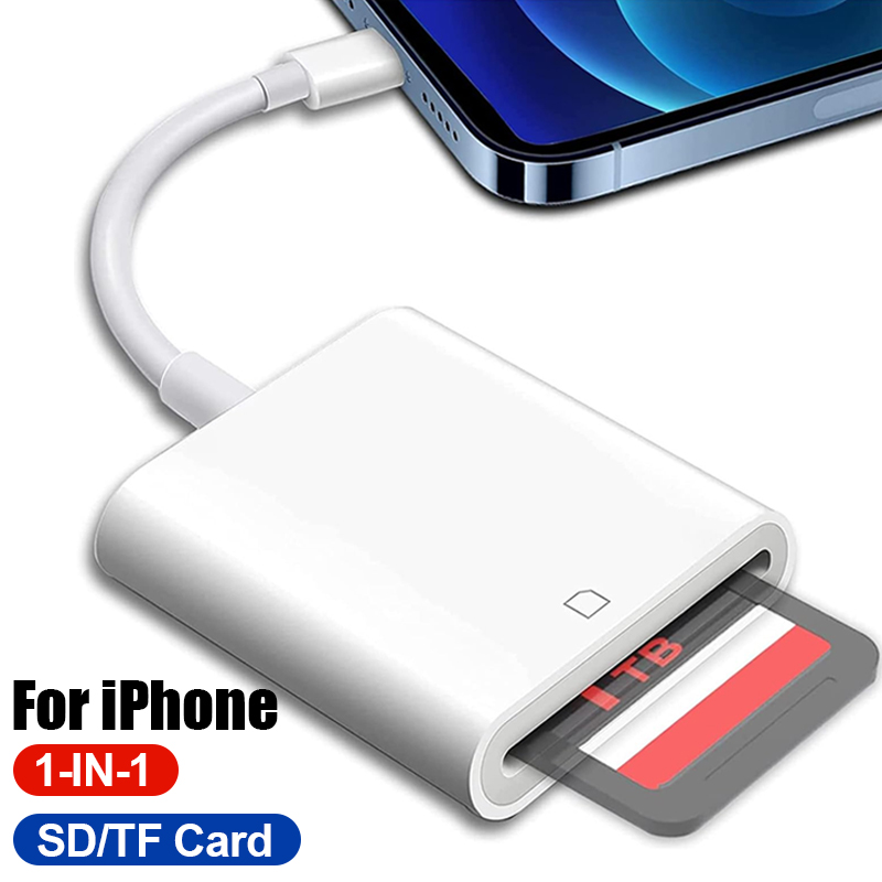 Lightning to SD Card Reader For iPhone 12 11 13 14 15 Pro Max Memory Card Adapter Camera SD Card Adapter For iPhone iPad MacBook: WHITE