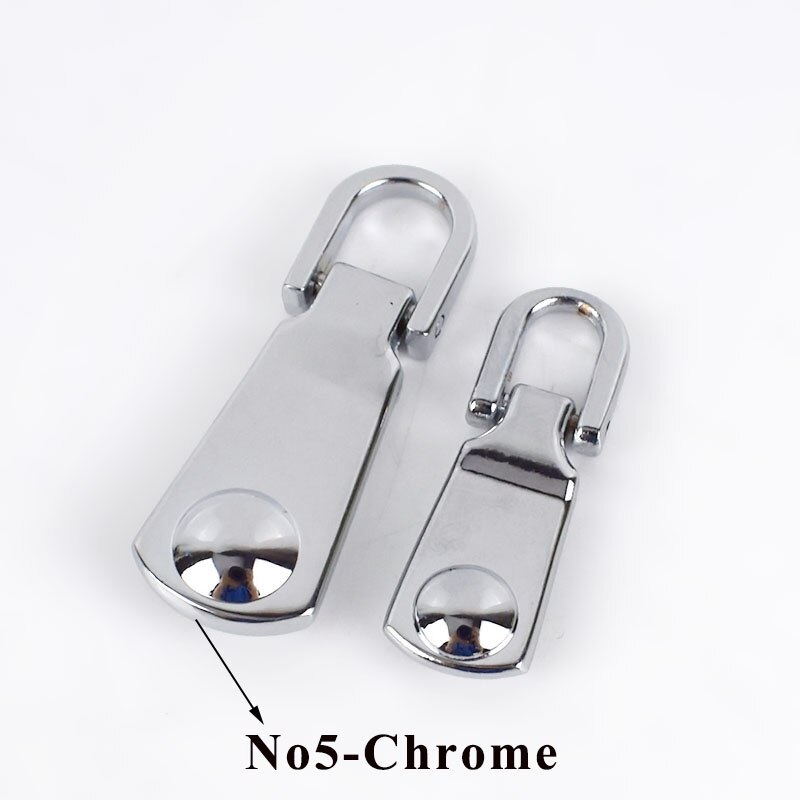 10pcs 3# 5# Metal Zipper Pullers Jacket Coat Zip Repair Kits Zipper Pull For Zipper Sliders DIY Sewing Crafts: No5-Chrome