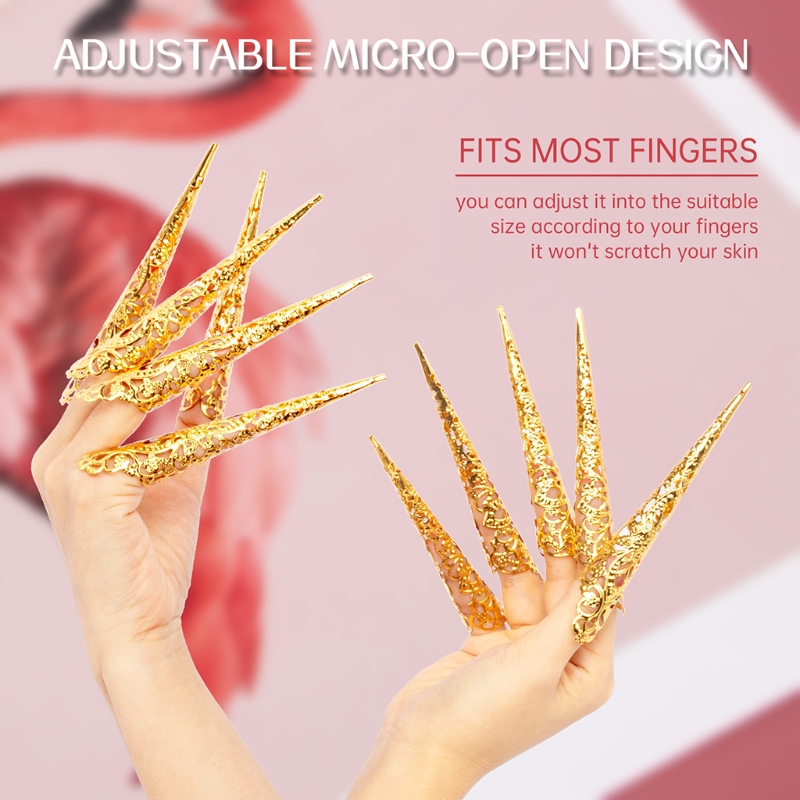 10Pcs anelli per artigli con punta per unghie da dito Bodhisattva a mille mani Guan Yin regina danza del ventre antichi costumi egiziani cinesi