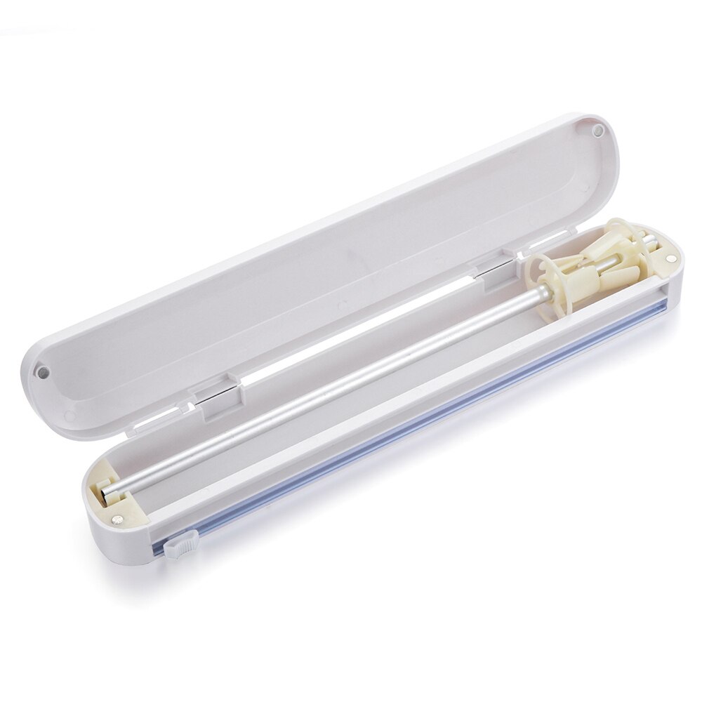 Food Wrap Dispenser Cutter Foil Cling Film Wrap Dispenser Plastic Sharp Cutter Storage Holder Suction Cup Kitchen Tool