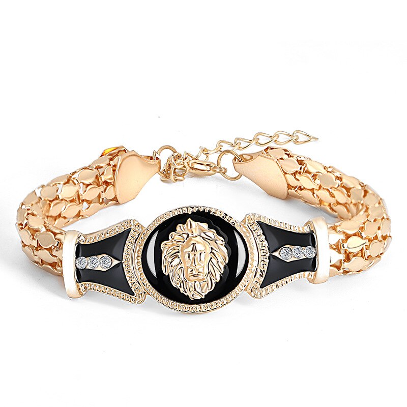 Cool Hip Hop Gold Lion Head Bracelets Men Lovers Link Chain for Male Rock Punk Bangles Jewelry Accessories: B0011 Rose Gold