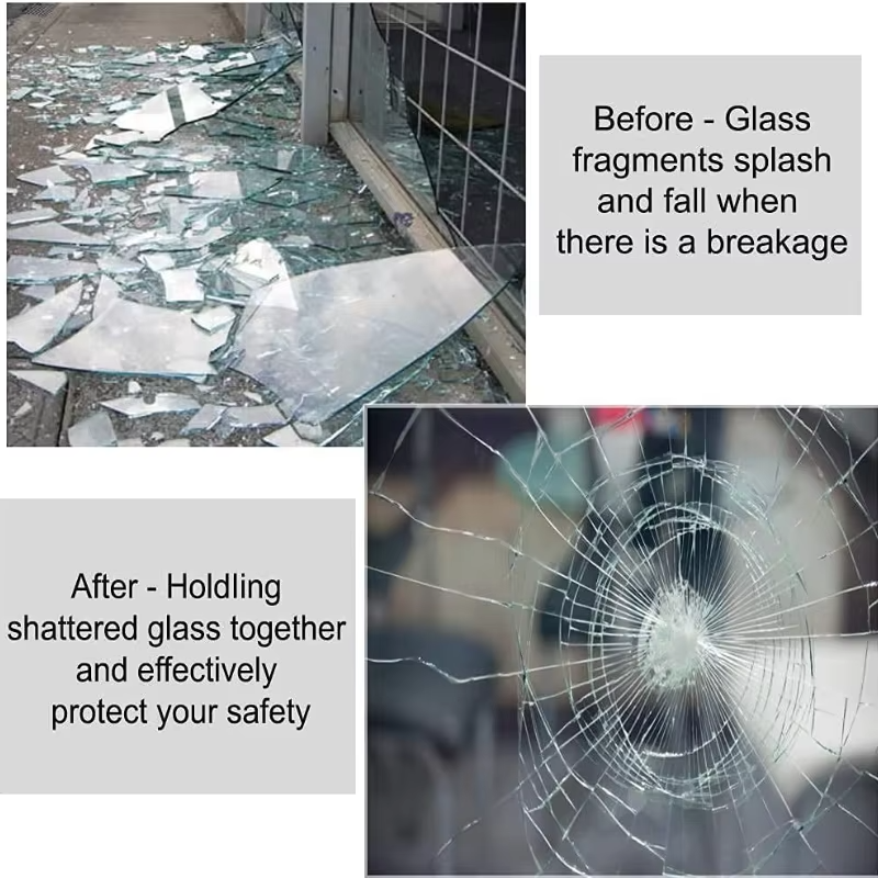 2/4 mil starke, transparente, explosionsgeschützte sicherheitsfolie für fenster – bruchsichere schutzfolie gegen glassplitter