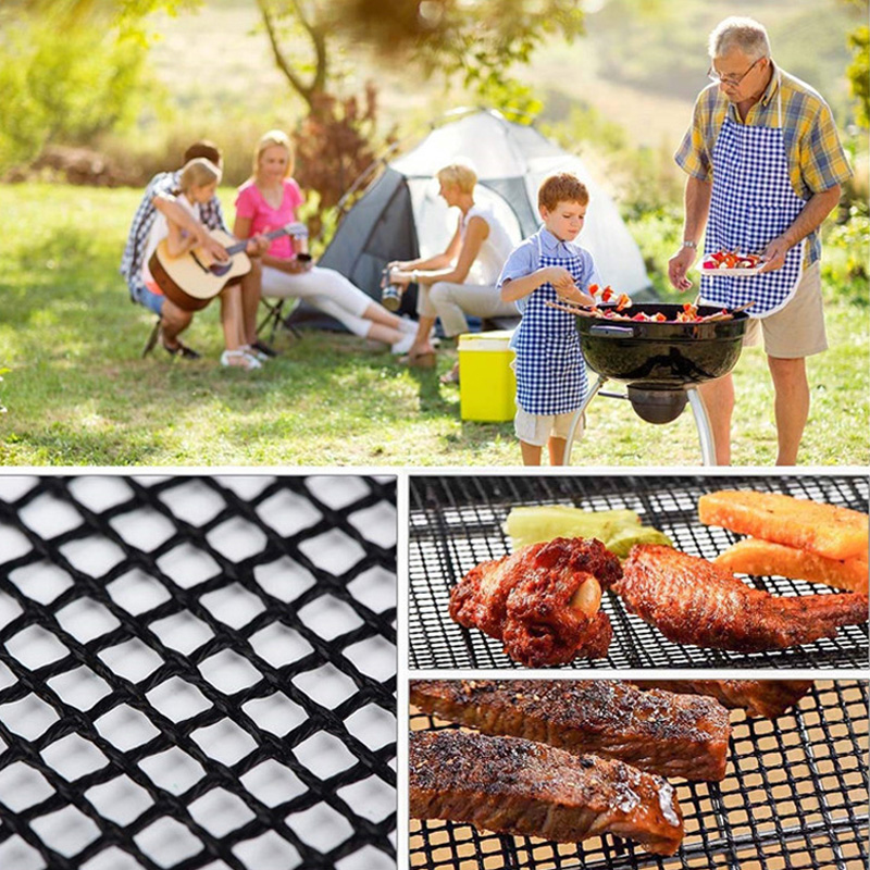 3Pcs Bbq Grill Matten Non-stick Bbq Mat Herbruikbare Bbq Mesh Mat Roker Grill Mat Barbecue Pad Oven koken Liner Grill Accessoires