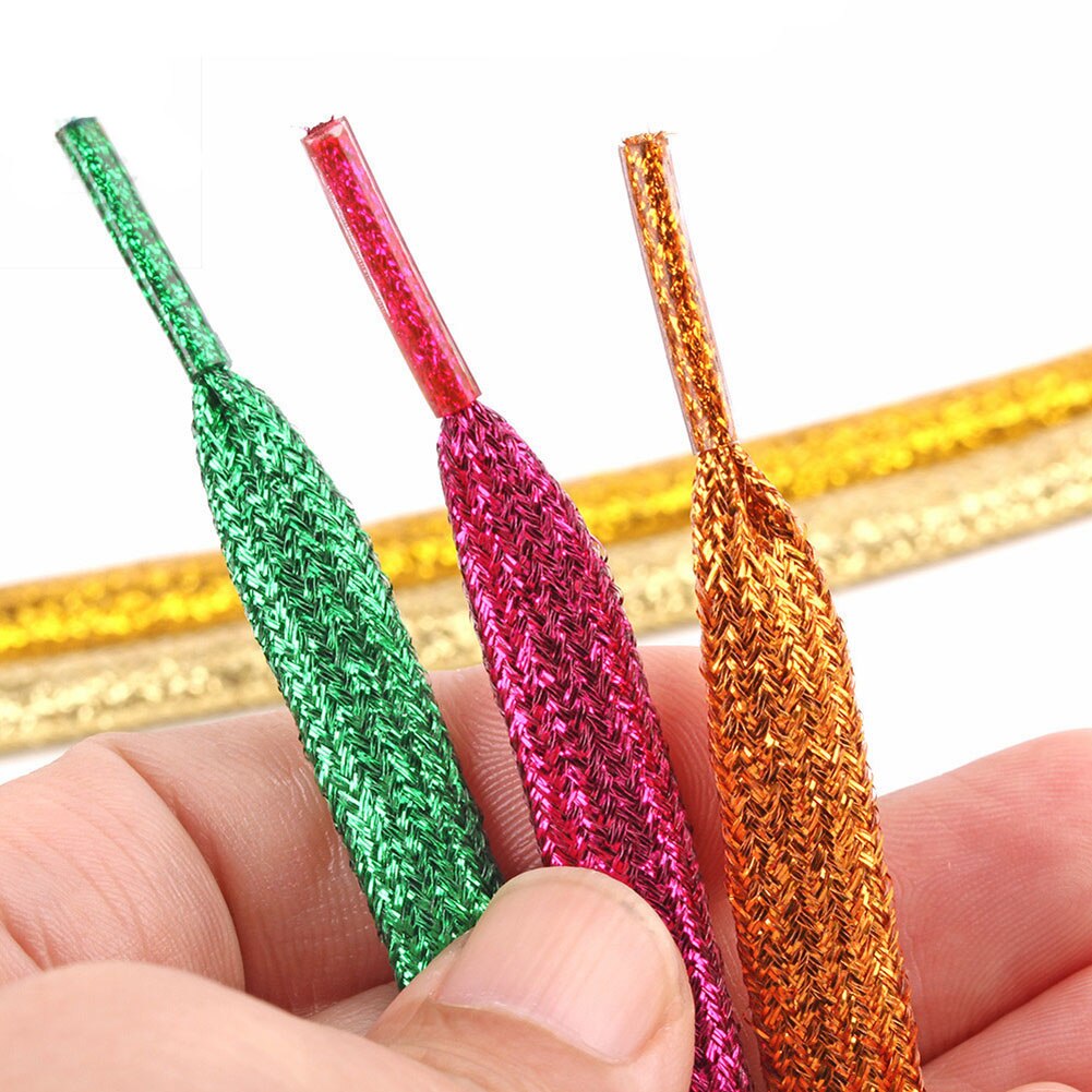 1 paire de lacets brillants de 120cm, paillettes plates, couleurs scintillantes, chaussures scintillantes