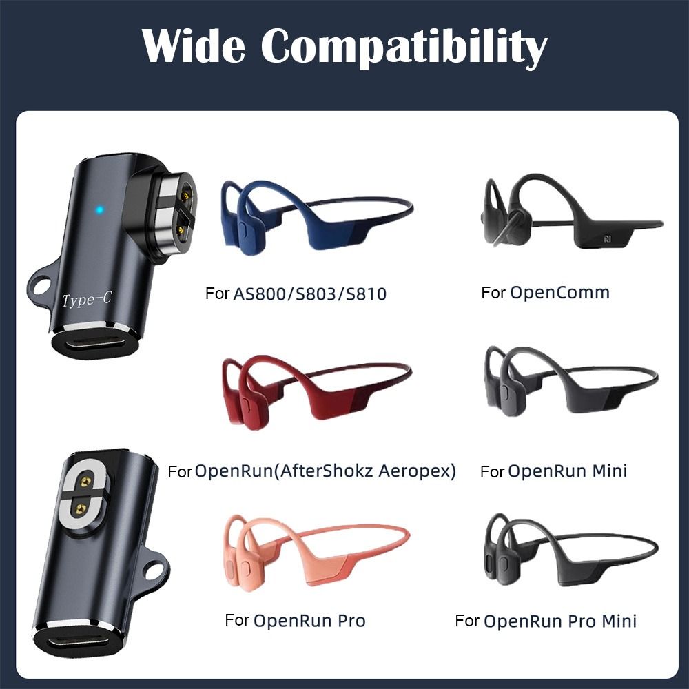Adaptador de carga de auriculares de conducción ósea, indicador LED, cargador magnético de flexión de 90 grados para Shokz AS800/S803/S810/AS700