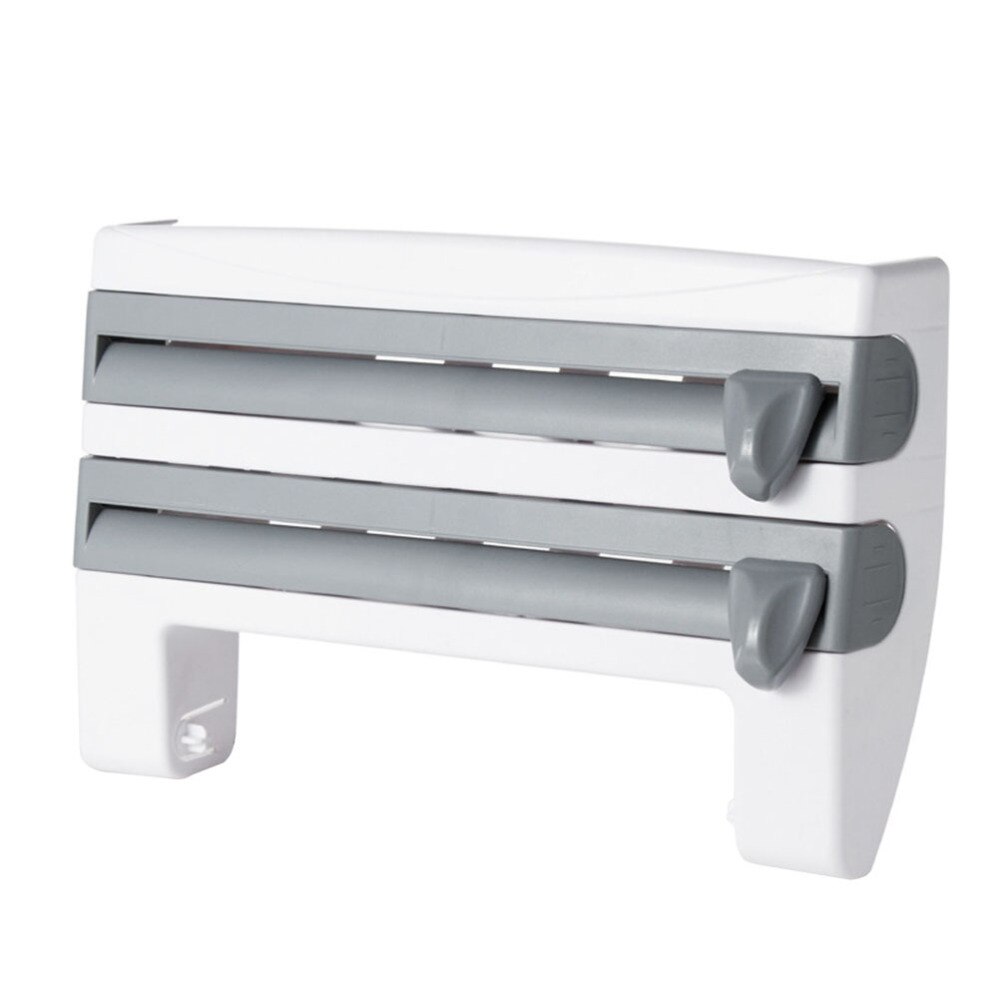 Cocina Casera multifuncional película salsa botella de almacenamiento de botella de estante de papel de dispensador de repisa para papel Film accesorio de cocina (blanco): Grey