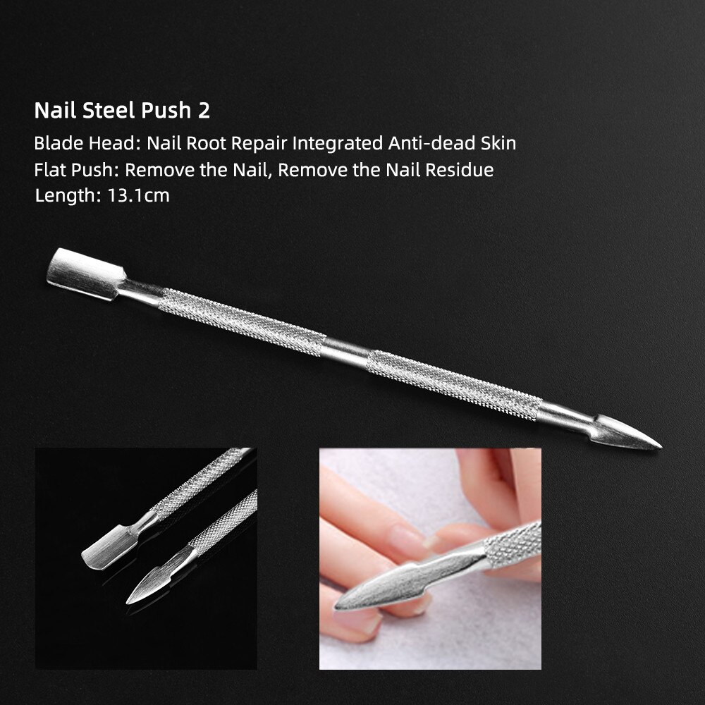 4Pcs Rvs Cuticle Pusher Vinger Dode Huid Push Nail Art Manicure Pedicure Tool Dode Huid Push Manicure Nail care Tool