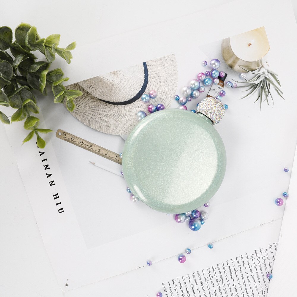 Groen Blauw Vrouwen Heupfles Lekvrij Drinken Kolf Rvs Dames Mini Whiskyfles Glitter Wijn Fles Voor Vrouwen