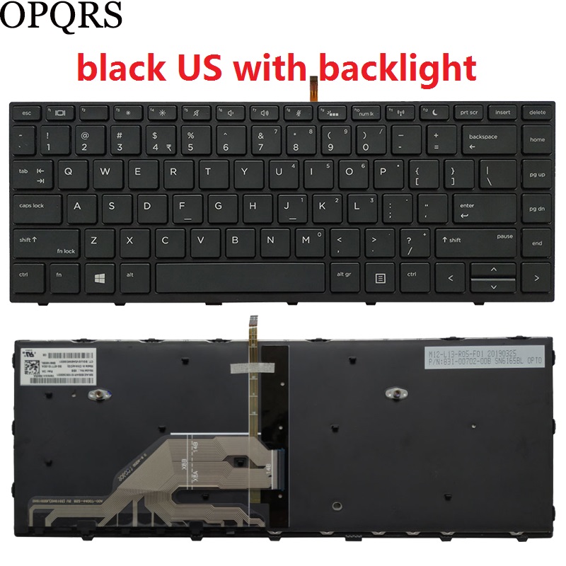 Russian RU/US laptop Keyboard for HP Probook 640 G4 645 G4 645 G5 430 G5 440 G5 445 G5 black silver frame: black US backlit