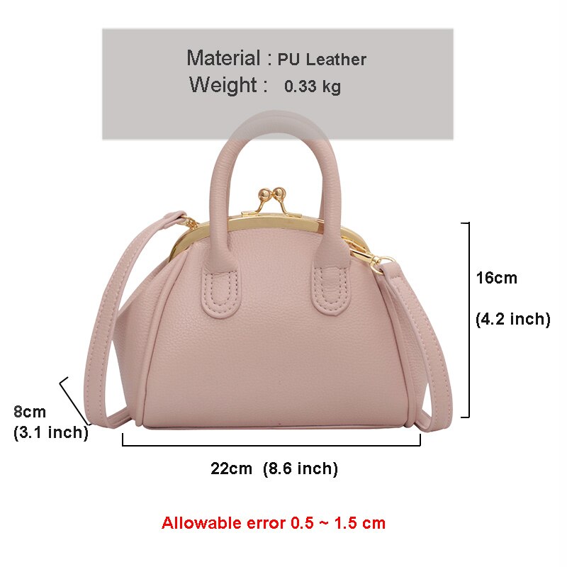 Mode Clip Gesp Shell Handtas Voor Vrouwen Luxe Eenvoudige Lederen Tassen Meisjes Schouder Kruis Tas Shopper Purse Vrouwelijke