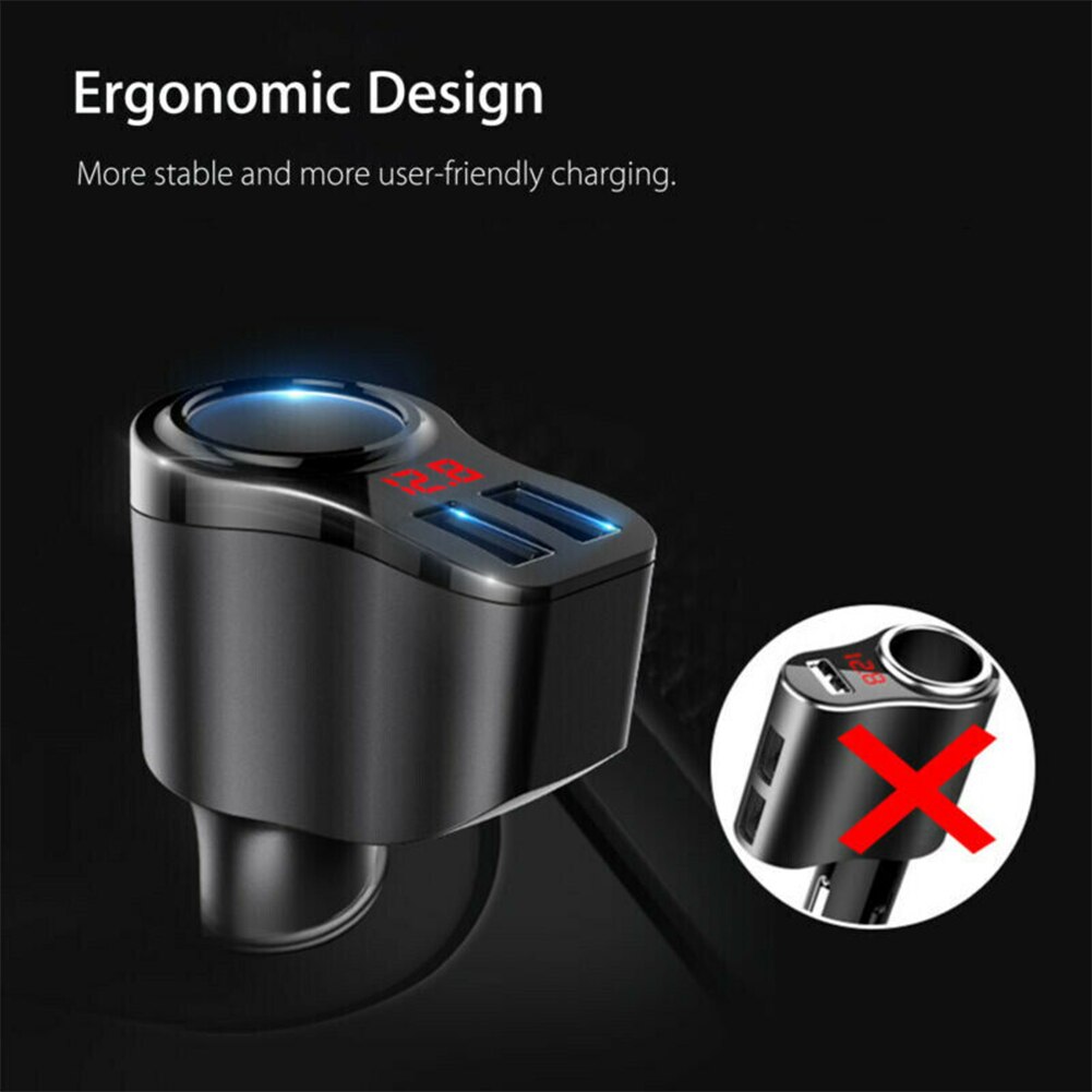 12-24V Aansteker Snel Opladen Adapter Digitale Display Auto Charger Power Accessoires Handig Dual Usb-poorten Universal