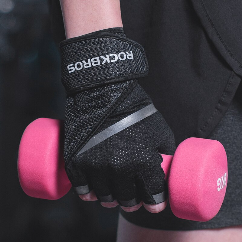 Rockbors treningsstudio antiskli vektløfting Fitness hansker halvfinger Fitness sport beskyttende hansker kroppsbygging mannlig håndvott