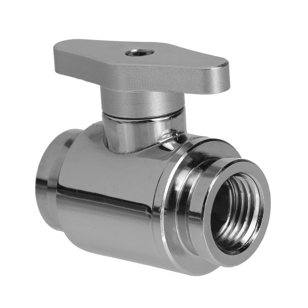 G1/4 (2 points) Vent Valve Brass Chrome Inner Teeth Water Ball Valve Waterway Control for PC Water cooling: Silver
