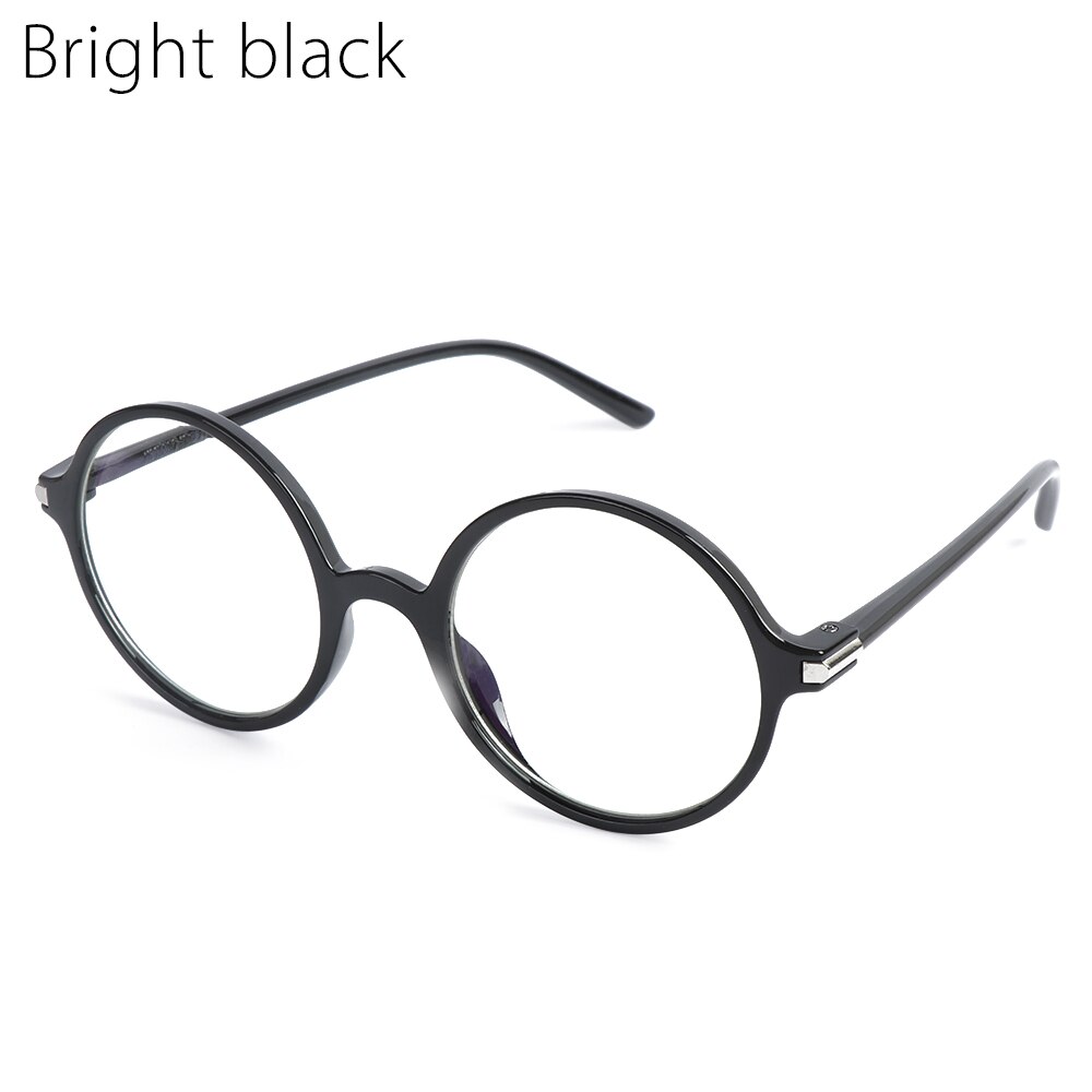Computer Classic Transparent Round Glasses Anti Blue Glare Frame Clear Lens Myopia Glasses Vintage Eyeglasses Optical Spectacle: bright black2