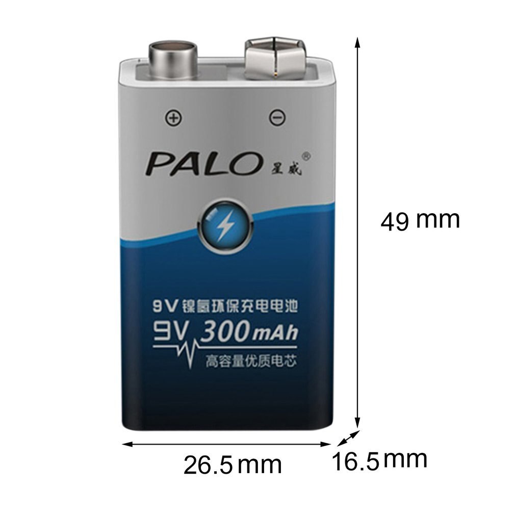 PALO 2pcs/set 6F22 006p Batttery 9V NI-MH 300mah Battery Rechargeable Batteries for Alarm Toys etc