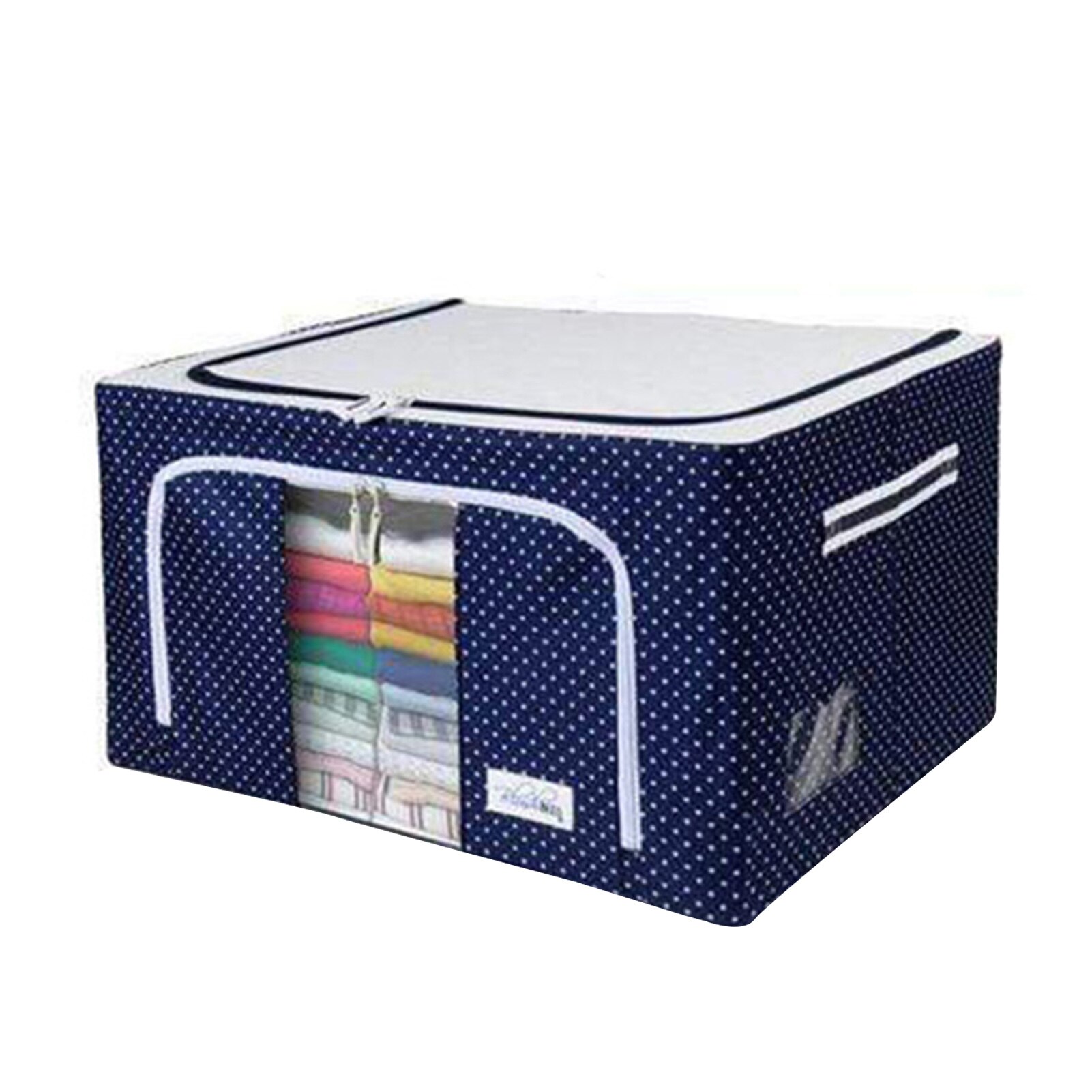 Caja de almacenamiento de tela Oxford con marco de acero para ropa, Sábana, manta, armario de dormitorio, ahorro de espacio, organizador de ropa: Azul