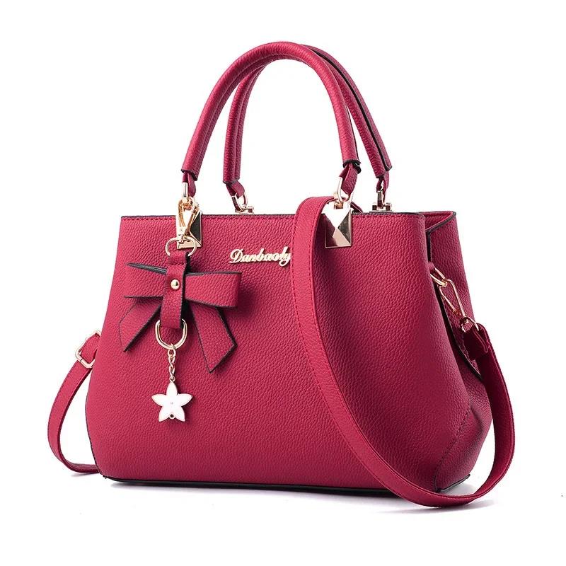 Elegante Frauen Bote Taschen Mit Blume Anhänger Büro Damen Totes Reine Handtasche Für Weibliche Umhängetaschen Umhängetaschen