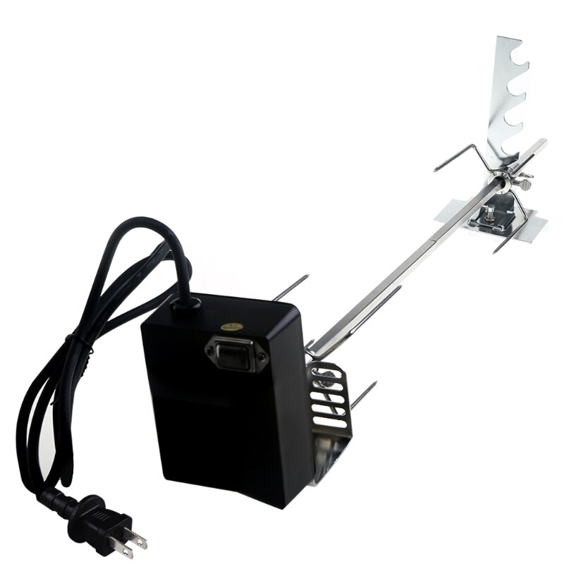 Universal Automatic Grill Rotisserie Kit with 4W Electric Motor BBQ Bracket Roaster Spit Rod Meat Fork Complete Holders N16 21