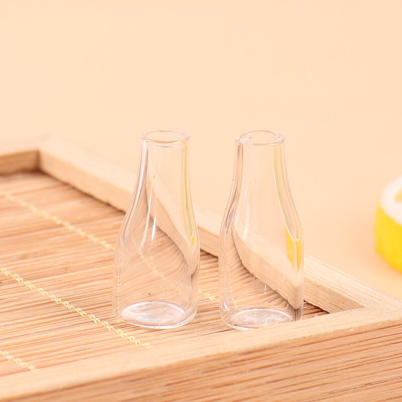 2Pcs H11 Miniatuur Glazen Vaas Voedsel En Spelen Scène Model Diy Glazen Fles Vaas