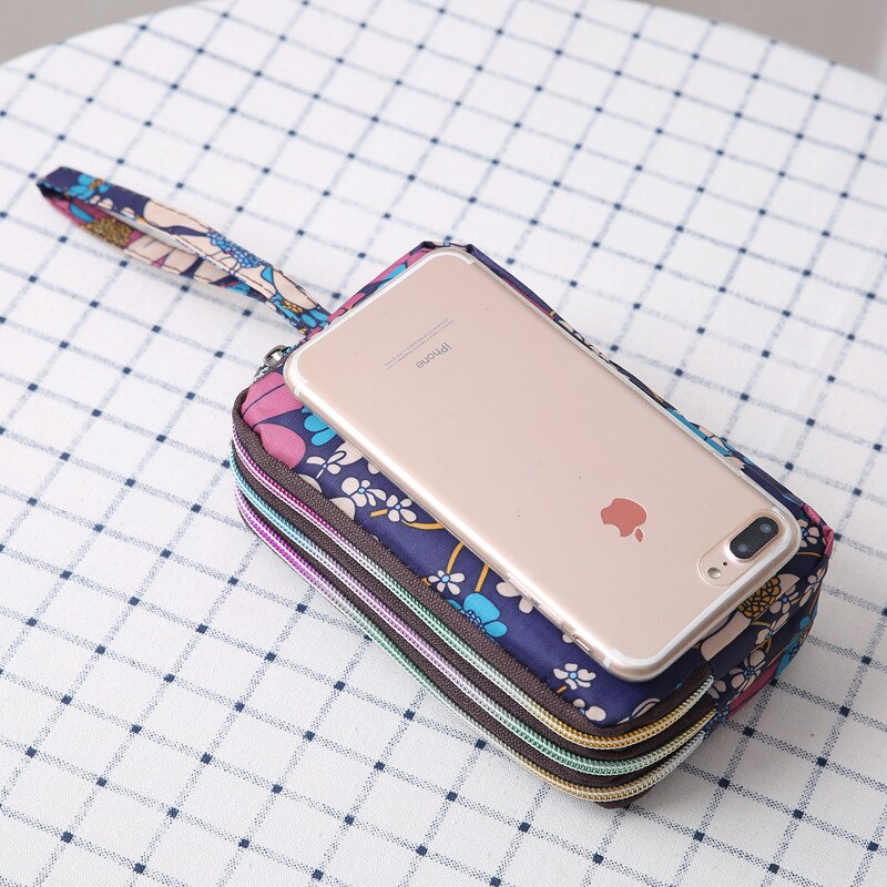 Women's handbag canvas three-layer long wallet large capacity key coin purse leisure mobile phone bag