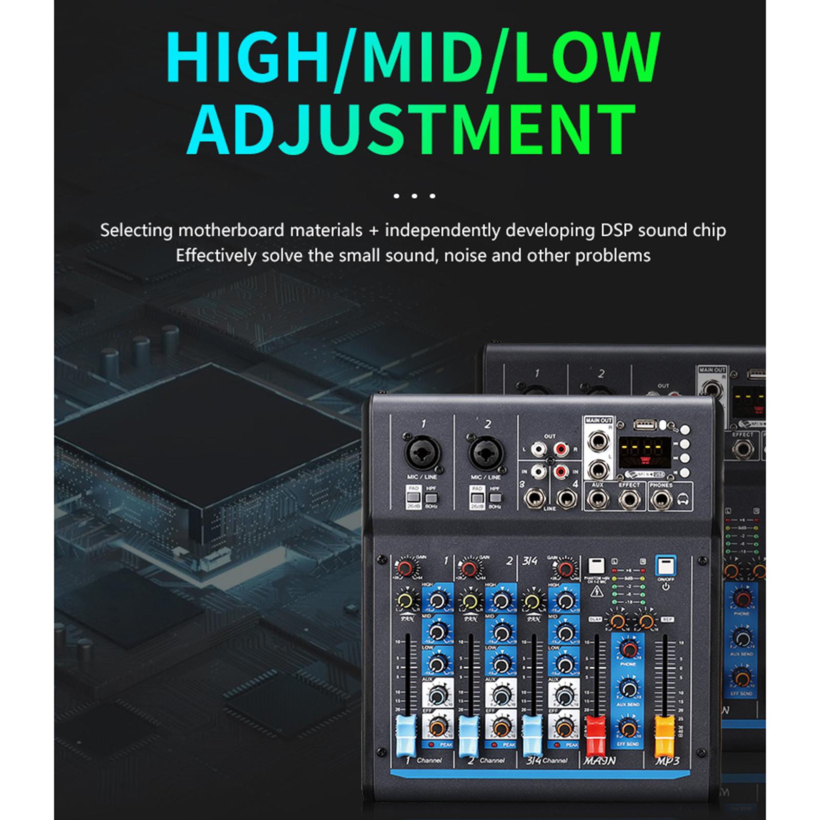 Small Audio Mixer 4 Channel Digital Signal Processor Digital Display Bluetooth Sound Board Console NX4 US Standard for Online PC