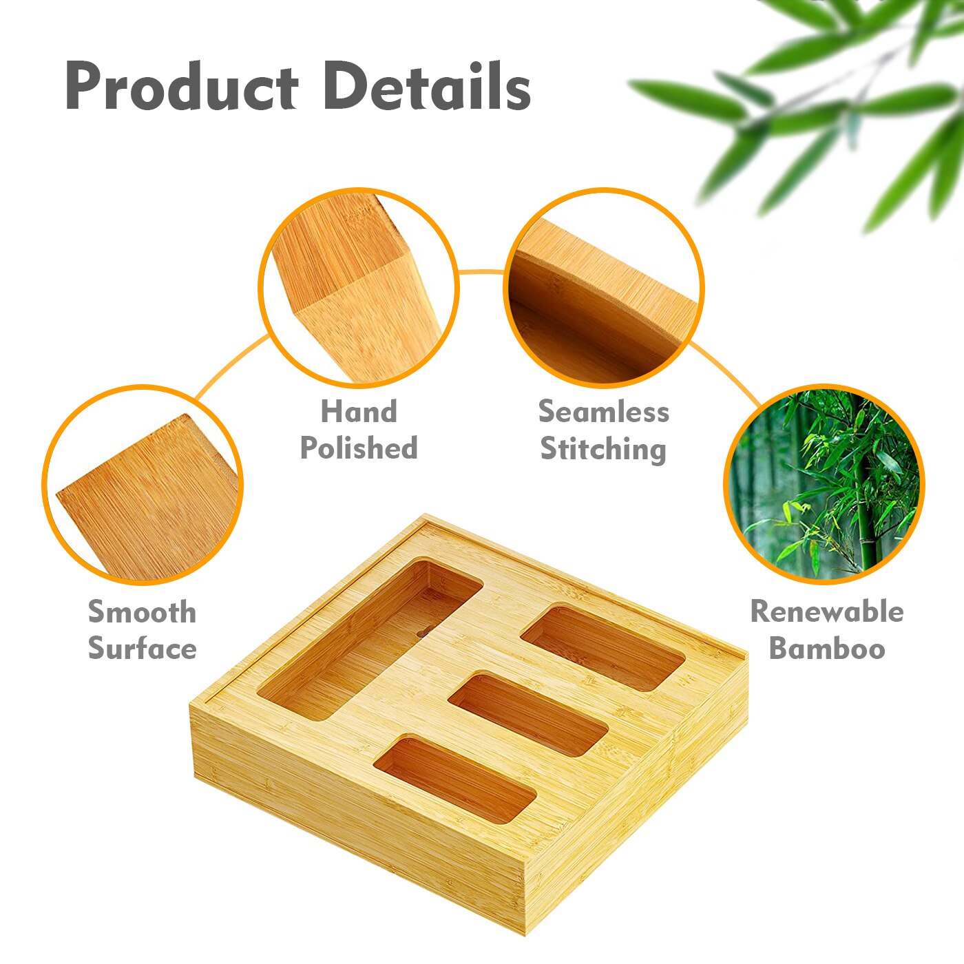 Ziplock Bag Storage Organizer Bamboo Drawer Dividers Organizer Separators Zipper Bag Compatible Sandwich Snack Kitchen Drawer