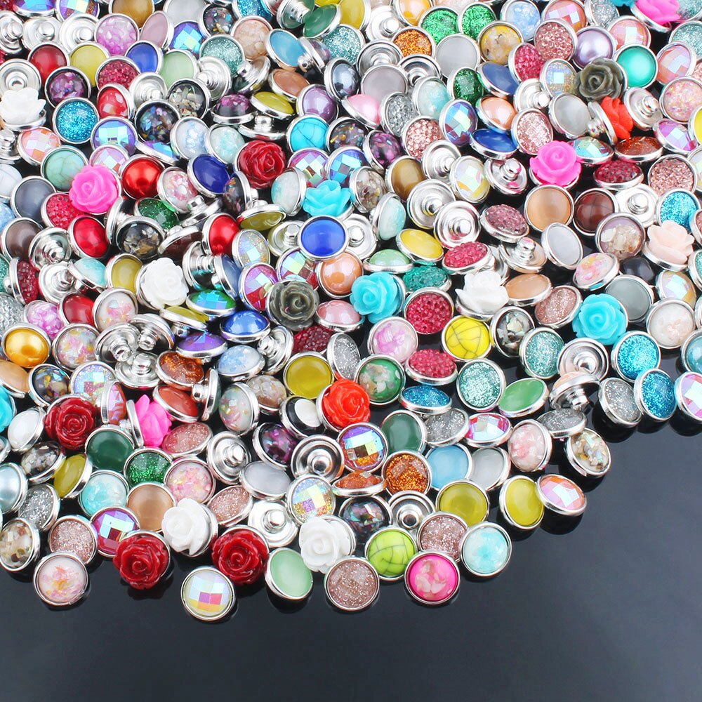 10 pz/lotto Nuovo Colore Misto Della Resina Snap Rotonda Mini Scatta Bottoni per Scatta Gioielli Fit 12 millimetri Snap Collana Dei Braccialetti ZL218