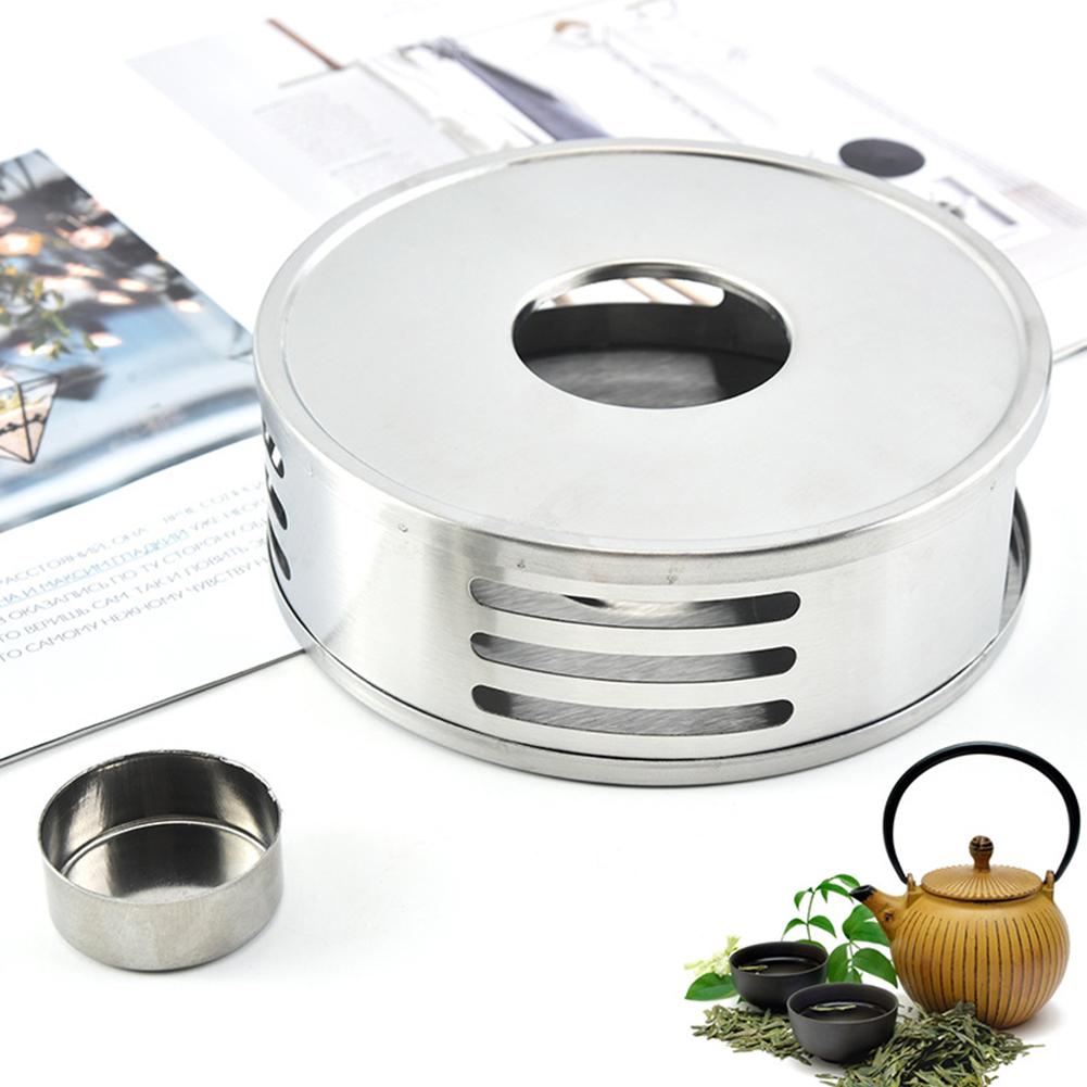 Stainless Steel Tea Warmer Heat-Resisting Round Teapot Warmer Base Coffee Maker Stand (Without Candles)
