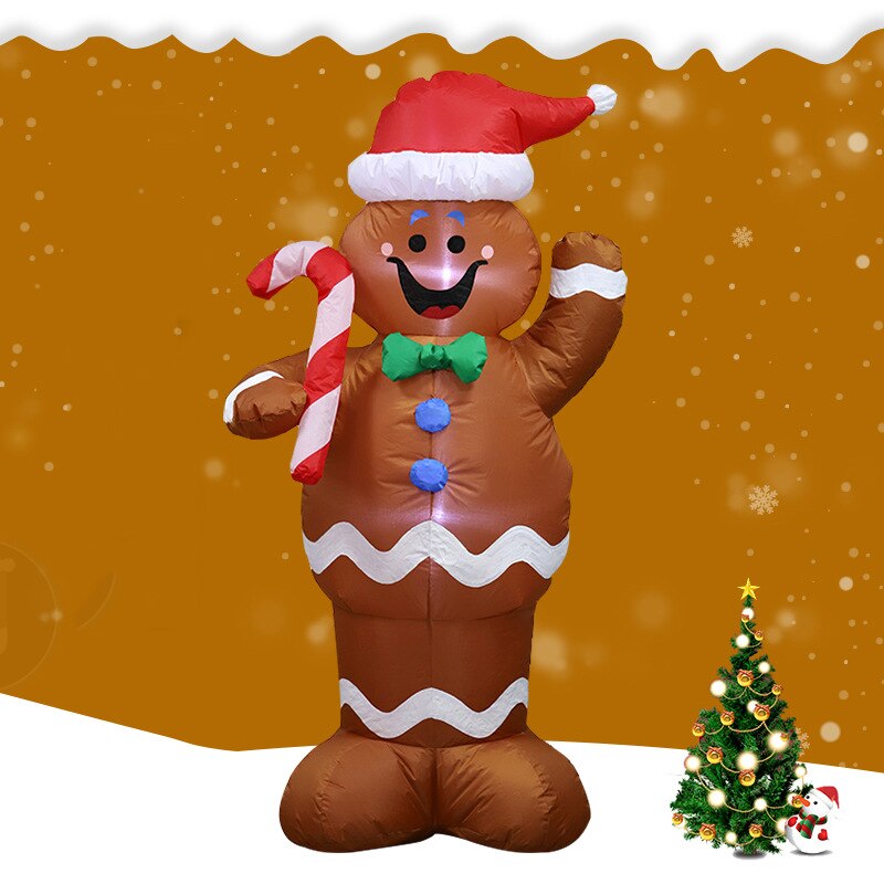 Kerst Opblaasbare Led Gingerbread Man Cookie Met Led Verlichting Indoor Outdoor Yard Airblown Decoratie Fun Xmas Party Display