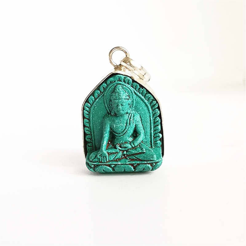 TBP684 Tibetischen Tonne Skulptur Buddha Amulette Anhänger Tasche Buddha Simulierte Türkisen Verkrustete Buddha Tara Ganyin: C. geben