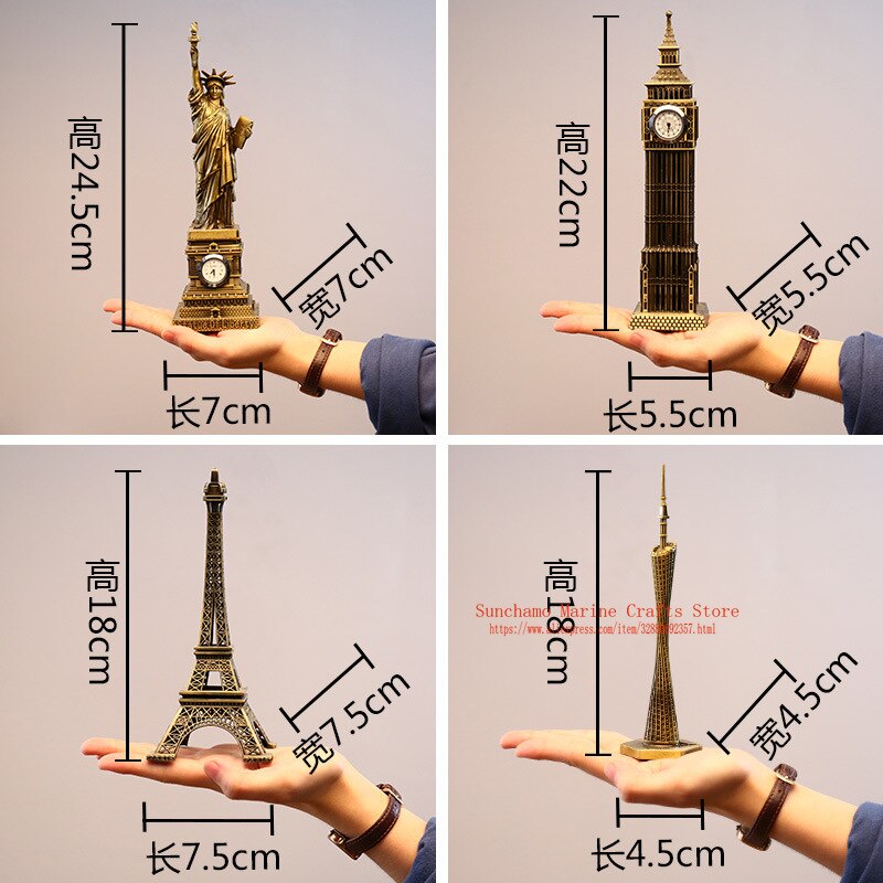 3D World Famous Landmark Building Metal Models Eiffel Tower Desk Decro For Friend Crafts Metal Model Home Decoration