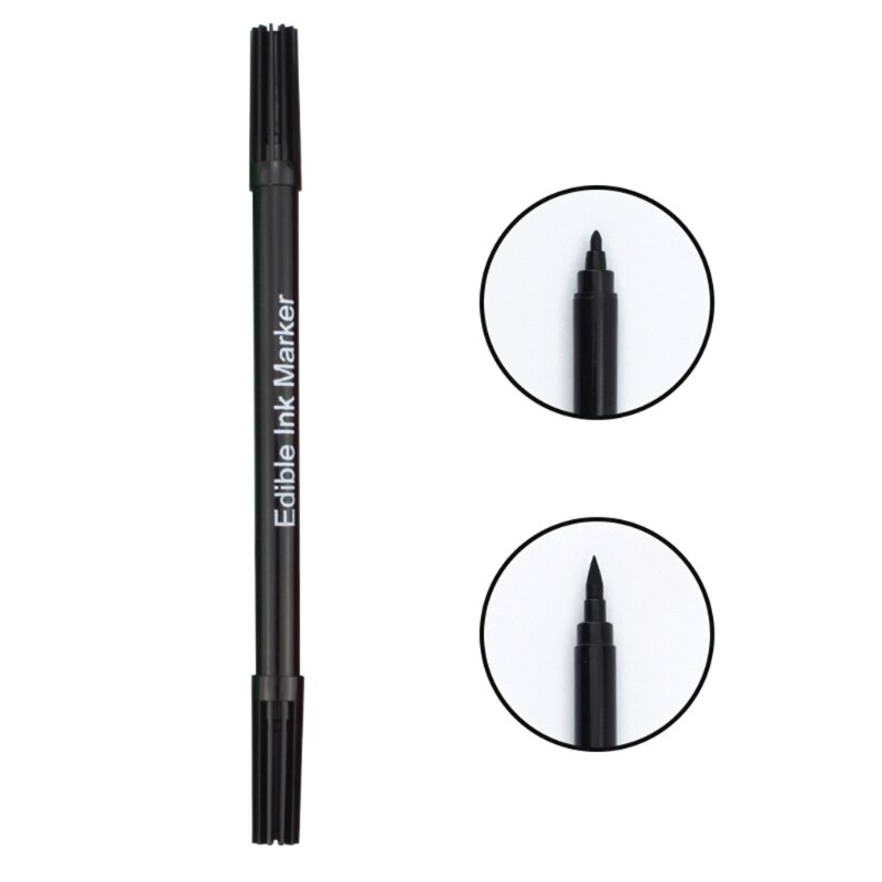 Y8AB Lebensmittel Klasse Zuckerguss Dekorieren Stift Mittagessen Verpackung Kuchen Kasten Lebensmittel Färbung Marker Dual-Gekippt Stifte freundlicher DIY: Schwarz