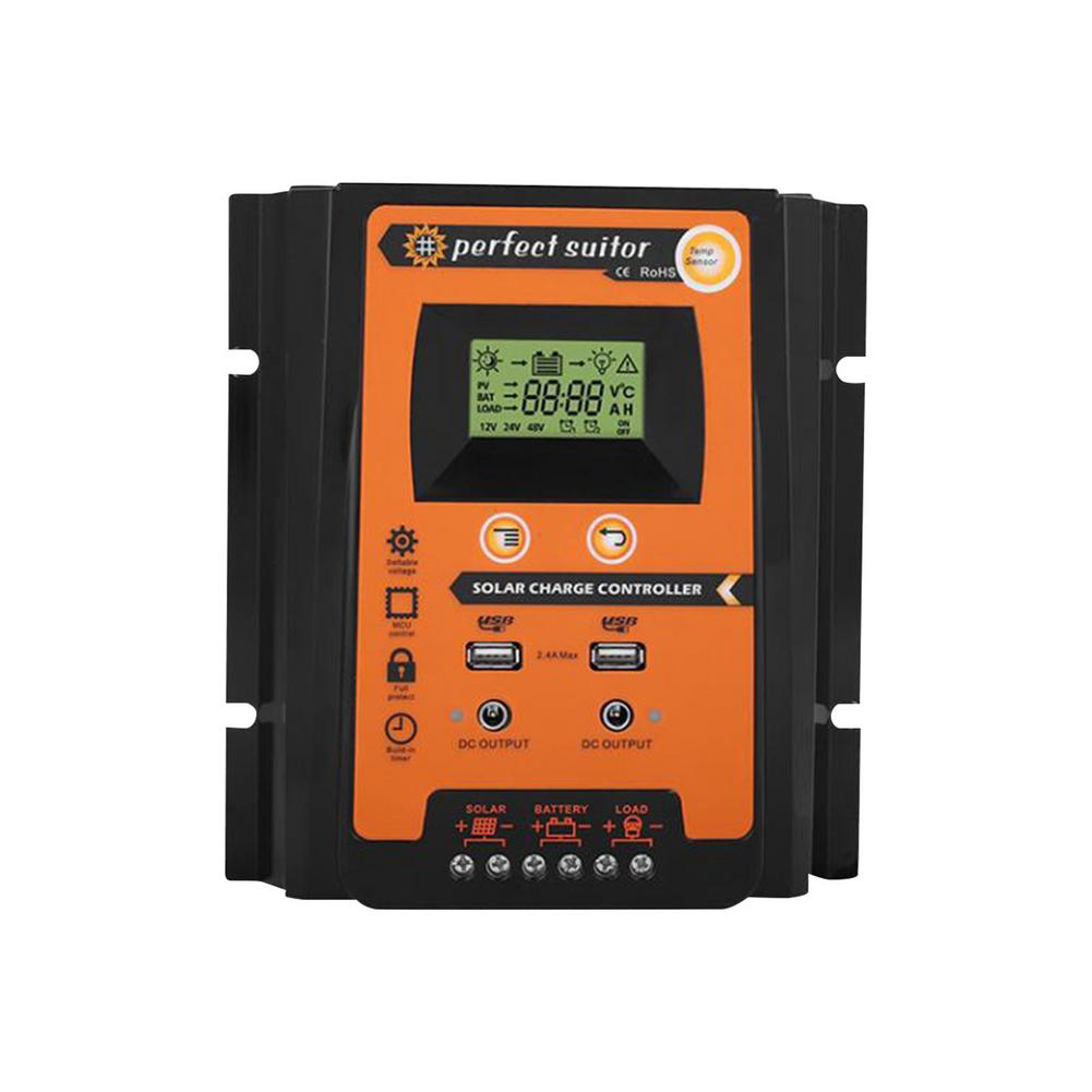 50A MPPT PWM Solar Laderegler 12V 24V Dual USB Solar Regler mit Großen LCD IP32 PV Batterie controller Last Timer: Default Title
