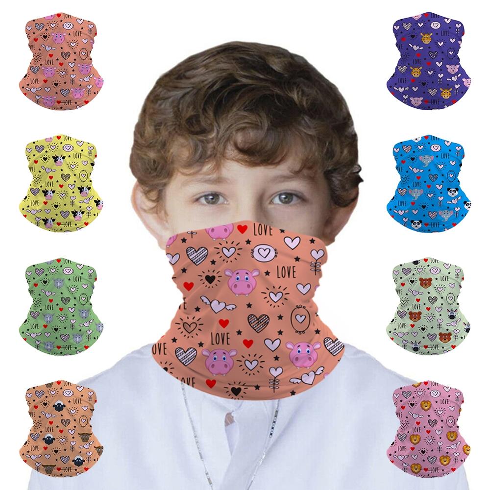 Bandeau Bandana sans couture pour enfants, imprimé d'animaux de dessin animé, masque facial, écharpe tubulaire, cagoule élastique