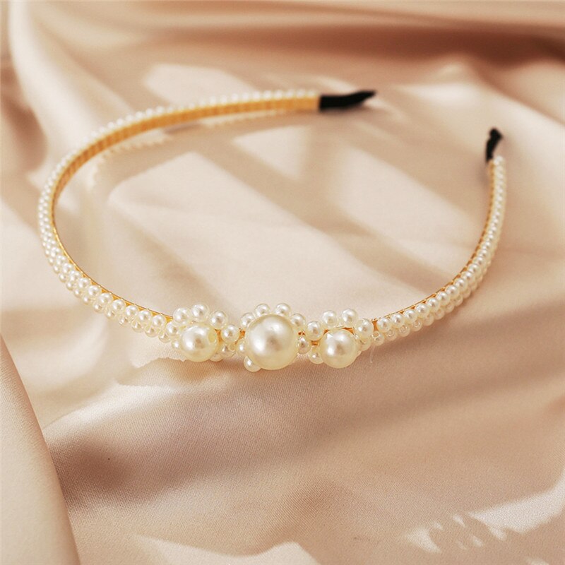 Nowe pełne perły proste kobiety Hairbands słodki pałąk uchwyt do włosów ozdoba opaska na głowę Lady eleganckie modne akcesoria do włosów: 70149