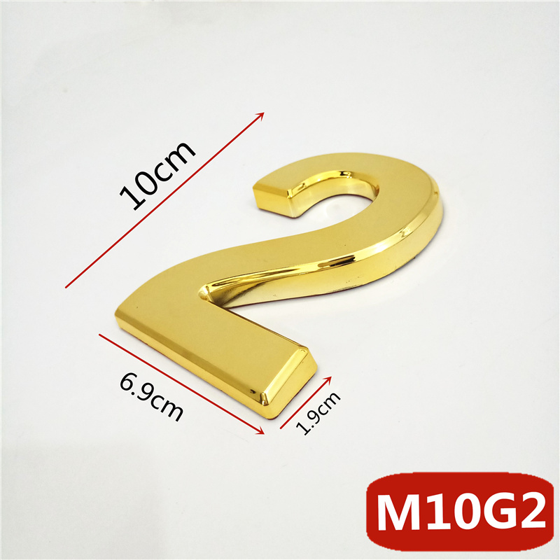 10cm 3D duży rozmiar nowoczesny dom numer drzwi hotelowe płyta adres domowy skrzynka pocztowa numery cyfry naklejki znak 0-9 złoty kolor: 2 / Qty 2pcs