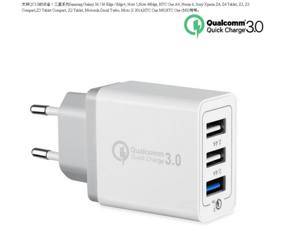 3 telefon komórkowy z USB ładowarka 3.0 30W adapter