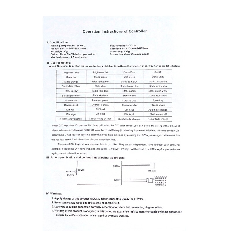 Led controller 44 nycklar led ir rgb luces controller led ir fjärrkontroll  dc12v wifi kontroll för rgb led strip light