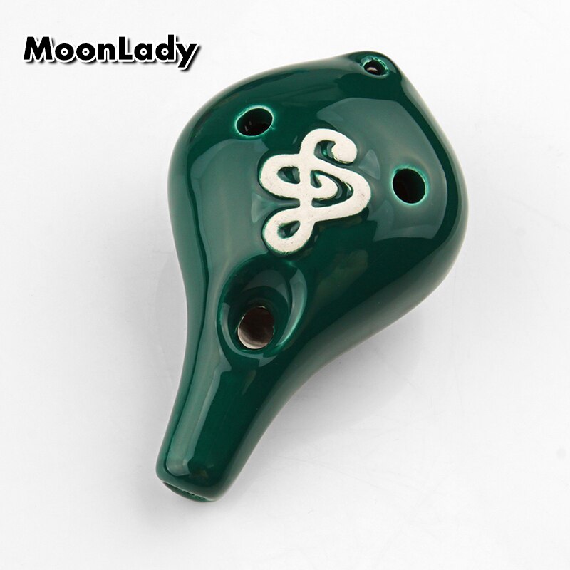 Ocarina-Colgante de cerámica con 6 agujeros para principiantes, Ocarina pequeña de boca larga, tono Alto C, recuerdo turístico, juguetes de enseñanza, 4 colores