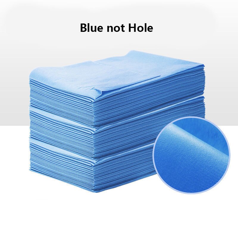 20/60/100pcs Spa Bed Sheets Disposable Massage Table Sheet With Hole Or Not Hole SMS Non-Woven Fabric Portable Travel Bed Cover: blue not hole / 60pcs thick 80x180cm
