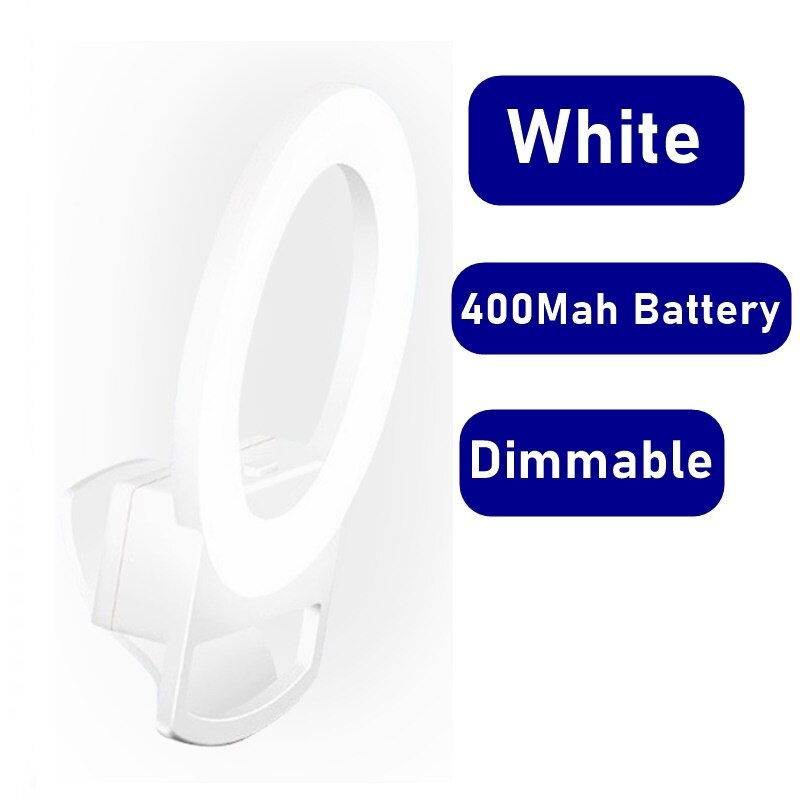 Universal LED Selfie Ring Fill Light Dimmable Mobile Led Ring Lamp Photography For Makeup Video Live Aro De Luz Para Celular: White