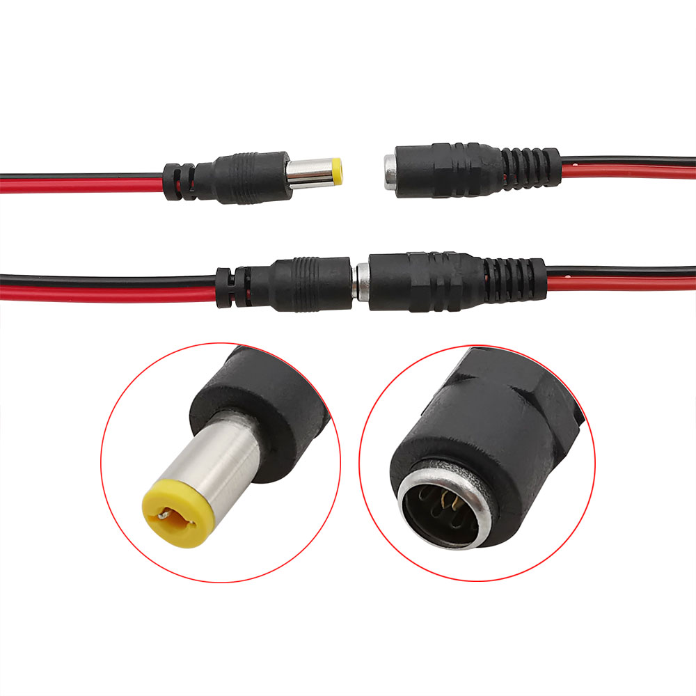 10Pcs 5.5 x 2.1mm Male Female DC Power Plug Connector Pigtail Cable DC 12V 1A 25cm for CCTV Security Camera
