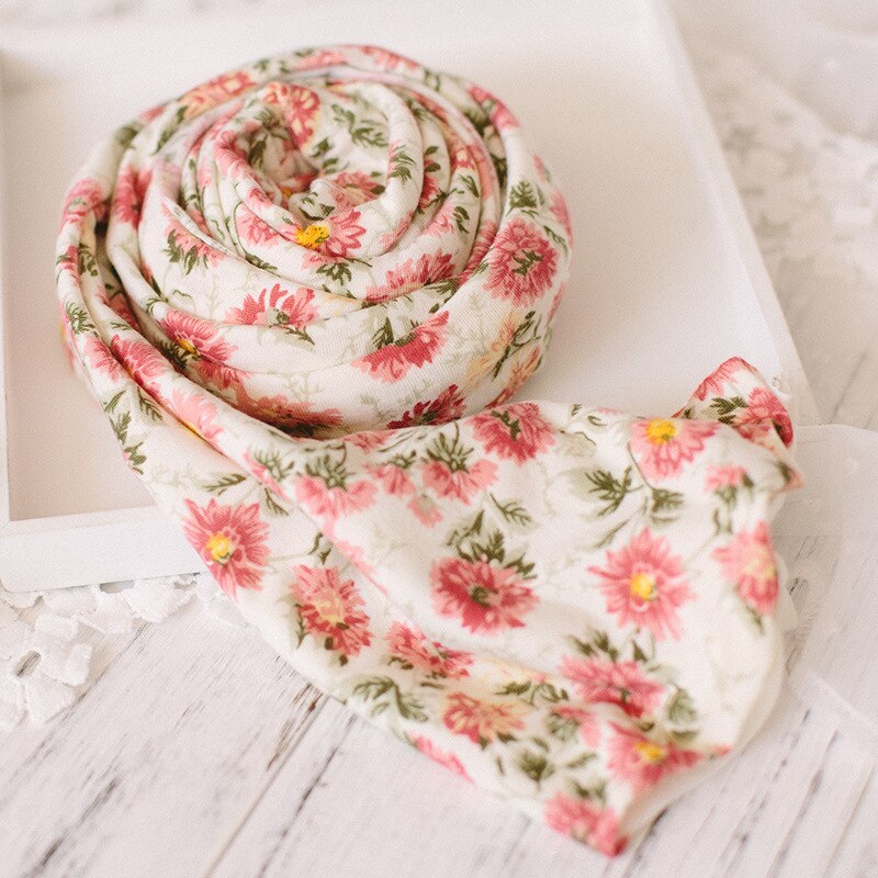 45x168cm Newborn Photography studio Props Cotton stretchy Wrap Cloth Floral wrap For Infant Accessoire Baby wrap: White