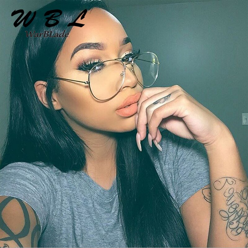 WarBLade Vintage Luxury Reading Glasses Frames Brand Clear Lens Glasses Frame Women Oversize Gold Eyewear Men Pilot Spectacle